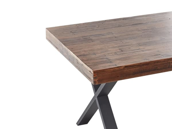 Matbord Mörk Furu MDF 160 x 90 cm Svart Metall Stabila Ben Matrum Vardagsrum Industriell Stil
