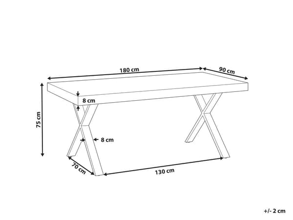 Spisebord i Mørk Furu MDF 180 x 90 cm Svart Metall Stabile Ben Spisestue Stue Industriell Stil