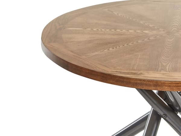 Matbord Mörkt Trä Grå MDF Metallben Korsade ⌀ 120 cm Runt 4-6 Personer Modernt