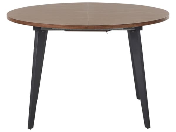 Matbord Mörkt Trä Svart MDF Metall 120/150x120cm Utdragbar Bordsskiva Rund Modern
