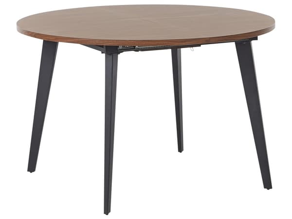 Matbord Mörkt Trä Svart MDF Metall 120/150x120cm Utdragbar Bordsskiva Rund Modern