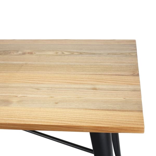 Bordtillverkning 140 x 80 cm i matt svart metall och ljust träbordsskiva