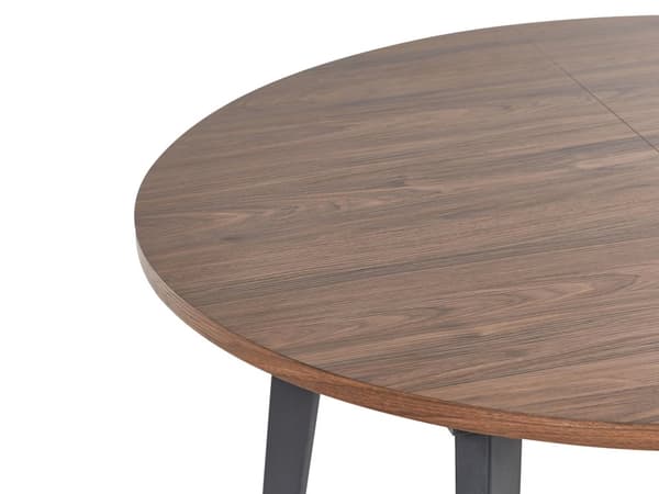 Spisebord Mørkt Tre Svart MDF Metall 120/150x120cm Uttrekkbar Bordplate Rund Moderne