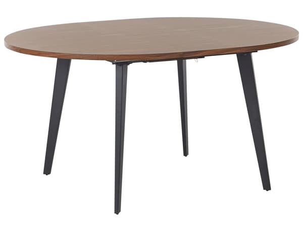 Spisebord Mørkt Tre Svart MDF Metall 120/150x120cm Uttrekkbar Bordplate Rund Moderne