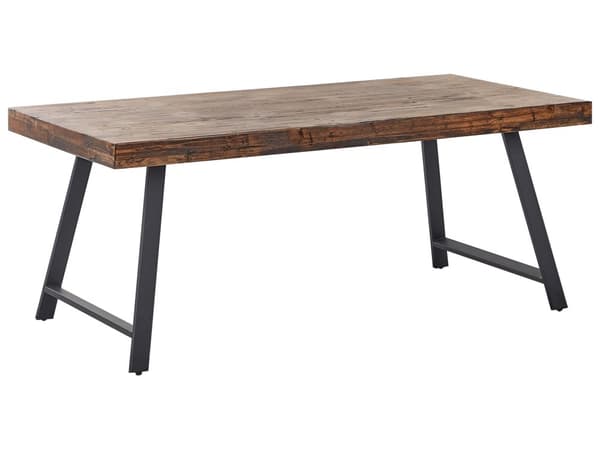 Spisebord i mørk fyrretræ MDF 180 x 90 cm Sort Metal Stable Legs Spisestue Stue Industriel stil