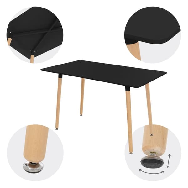Matbord i trä 120x70 cm matt svart Matsalsbord för 4-6 personer ML design