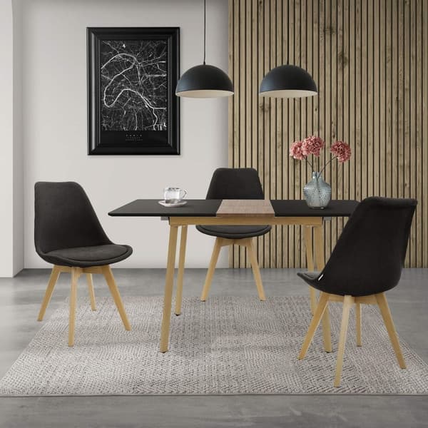 Utdragbart matbord i svart 110-140x75 cm matsalsbord i trä för 4-6 personer ML design