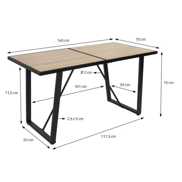 Matbord 140x70 cm med svart underrede för 4-6 personer ML design