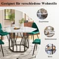 Miniatyrbild 6 av 6: Modern hexagon marble dining table + 4 black velvet dining chairs for a cozy atmosphere
