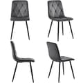 Miniatyrbild 4 av 6: Ensemble bord och stolar (5 delar), ben i svart metall + 4 ergonomiska stolar i grå mocka