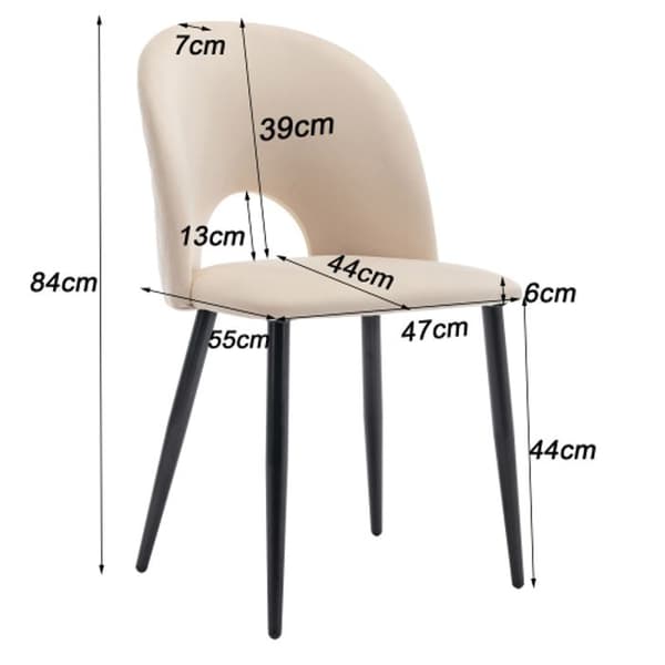 Ensemble matbord, (bord 140x 80 cm med 4 stolar), justerbara ben, beige sammets, grå MDF-skiva, svarta ben.