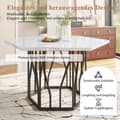 Miniatyrbild 6 av 6: Modern hexagonal marble dining table + 4 green velvet dining chairs