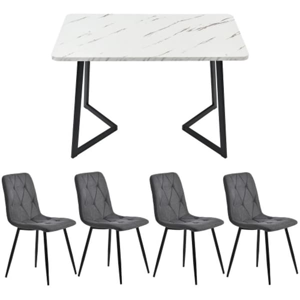 Set, (117 x 68 cm matsalbord med 4 stolar), Rektangulärt matbord modernt köksbord set
