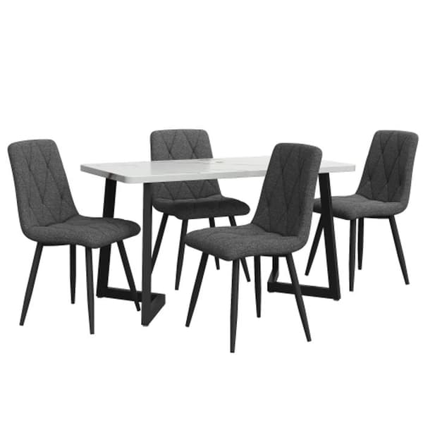 Set, (117 x 68 cm matsalbord med 4 stolar), Rektangulärt matbord modernt köksbord set