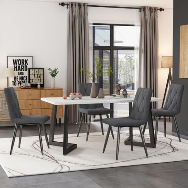 Set, (117 x 68 cm matsalbord med 4 stolar), Rektangulärt matbord modernt köksbord set