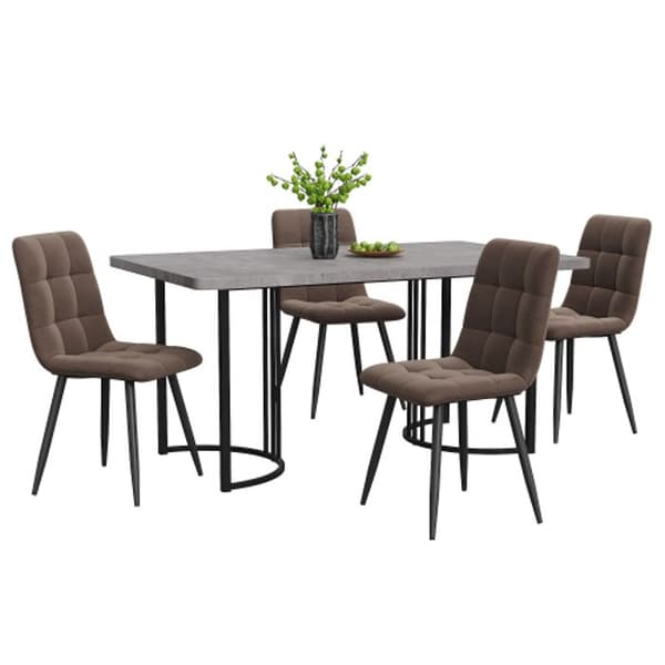 Matgrupp (5 delar), matsalsbord med 4 stolar, 140 x 80 cm brun