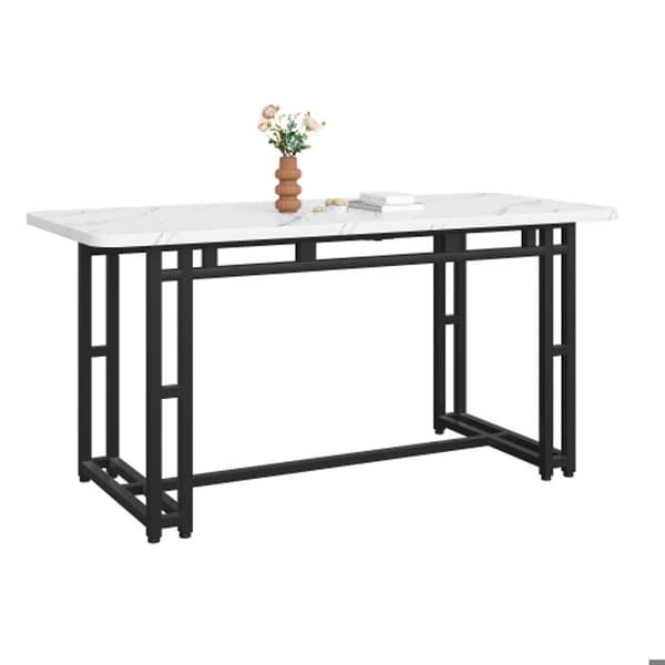 140x80cm Lätt lyxig matbord, 1-St rektangulärt matbord, köksbord med metallben