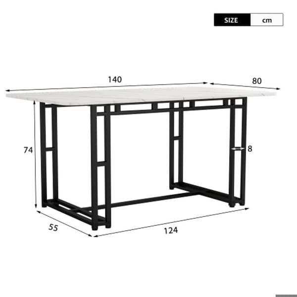 140x80cm Lätt lyxig matbord, 1-St rektangulärt matbord, köksbord med metallben