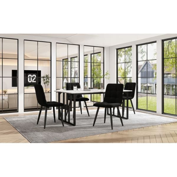 Matgrupp (5 delar), matbord med 4 stolar, 140 x 80 cm vit