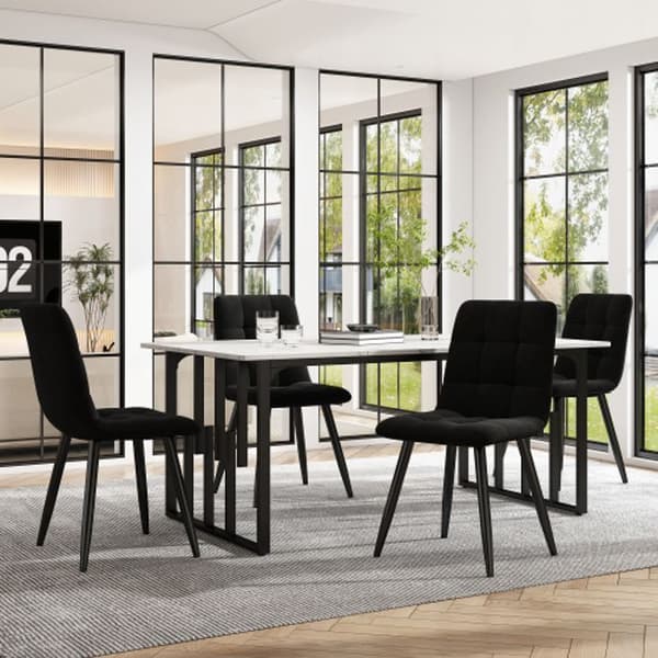 Matgrupp (5 delar), matbord med 4 stolar, 140 x 80 cm vit