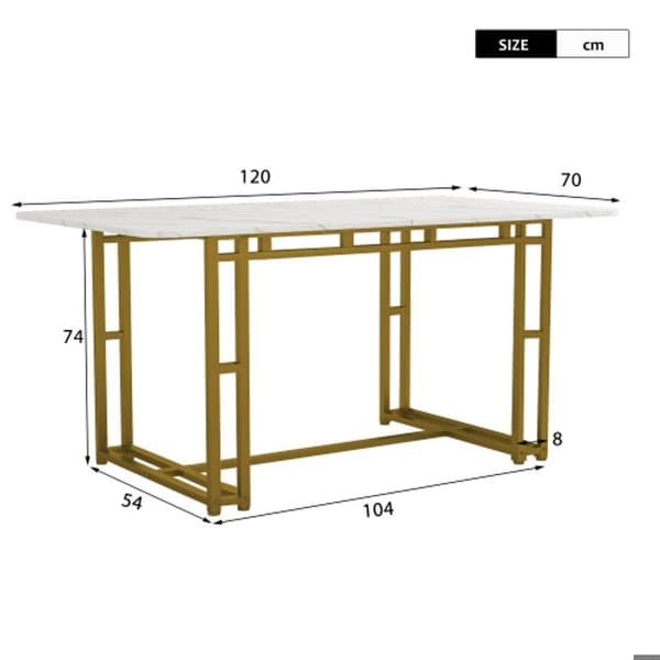 120x70cm Matbord, (1-St), metallkonstruktion rektangulärt matbord med metallben