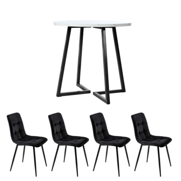 Modernt matbordset med 4 stolar, köksbordset, runt köksbord med en diameter av 80cm.