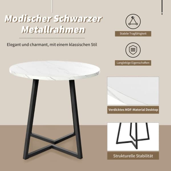 Modernt matbordset med 4 stolar, köksbordset, runt köksbord med en diameter av 80cm.