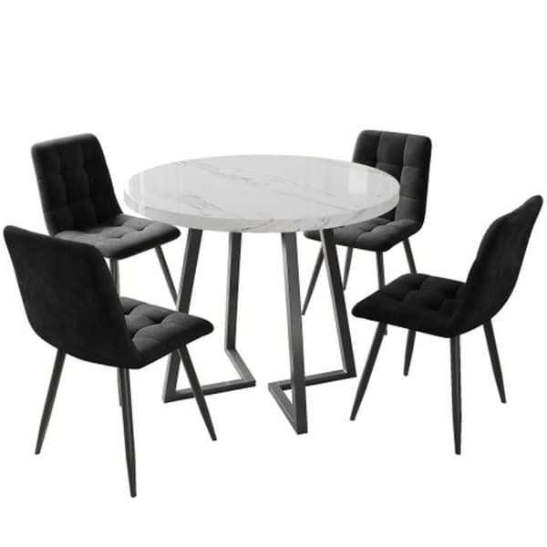 Modernt matbordset med 4 stolar, köksbordset, runt köksbord med en diameter av 80cm.