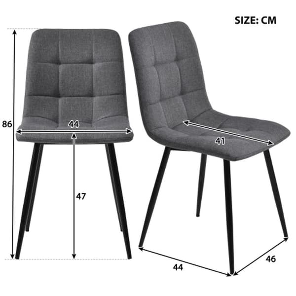 Matsalsbord på 117 cm med 4 stolar, rektangulärt bord, mörkgrå matsalsstolar, gyllene ben.