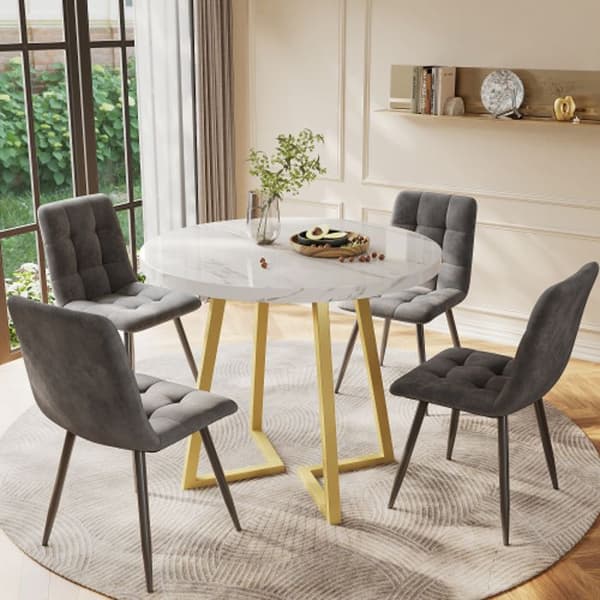 Matgrupp (5 delar), set med 4 stolar, köksset, rund matbord med en diameter på 80 cm