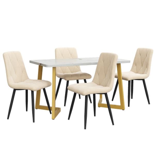 Set (117 x 68 cm matbord med 4 stolar), rektangulärt matbord, modernt köksmatsets.