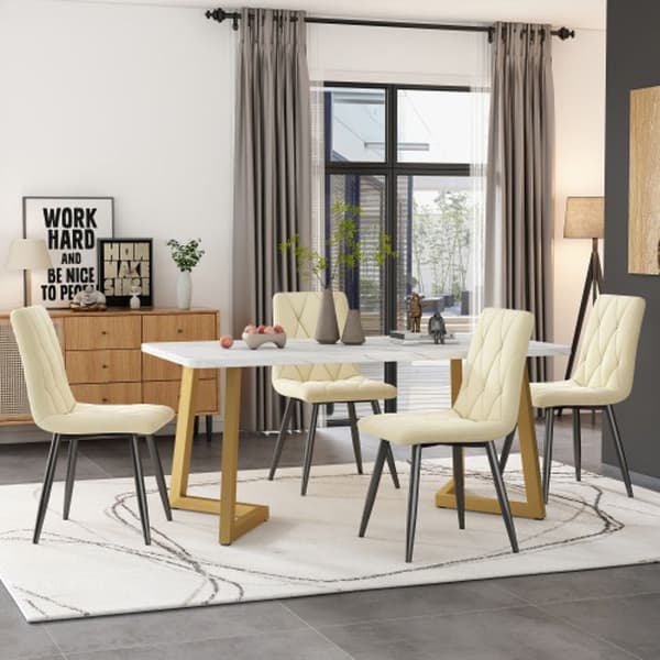 Set (117 x 68 cm matbord med 4 stolar), rektangulärt matbord, modernt köksmatsets.