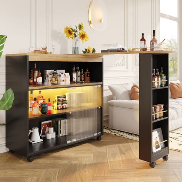 Modern barmöbel, hög köksbord, bistrobord, extra förvaring, Schwaz (138-204 x 39 x 105 cm)