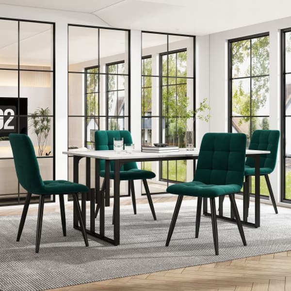 Matbord 140 x 80 cm Modern rektangulär marmor med justerbara ben, vit/svart