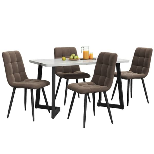 Ensemble (matbord 117x68cm med 4 stolar), rektangulärt matbord, bruna matstolar