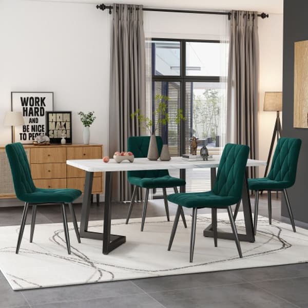Set (117 x 68 cm matbord med 4 stolar), rektangulärt matbord, modernt köksmatsets.