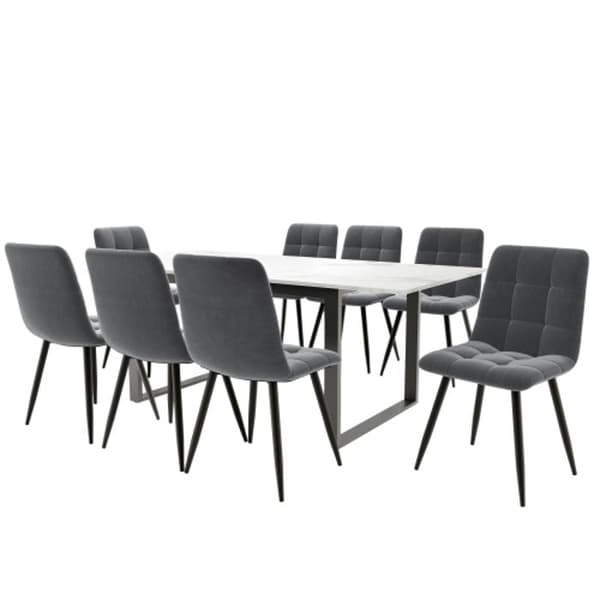 Matgrupp, (uppsättning, matbord 140/180 x 80 x 75 cm med 8 stolar)