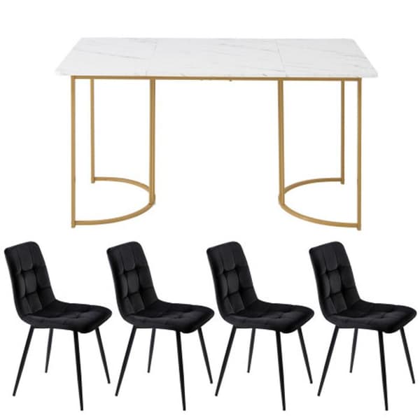 Matgrupp (5 delar), matbord med 4 stolar, köksbord 140 x 80 cm