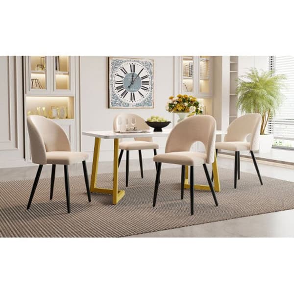 Matsalsmöbelset (117 x 68 cm bord och 4 stolar) justerbara ben, beige sammet