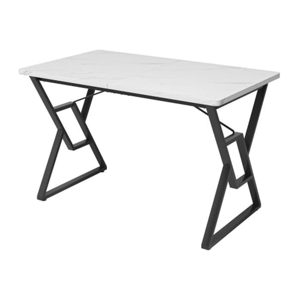 Matbord med metalben (119 x 70 cm), köksbord, metallkonstruktion, marmor, svarta ben