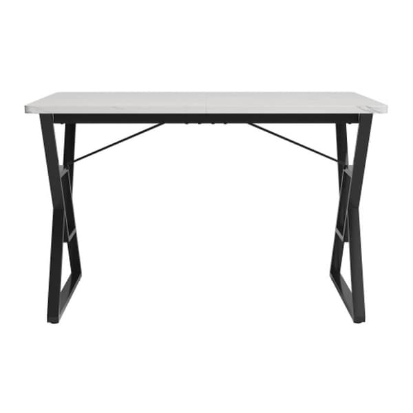 Matbord med metalben (119 x 70 cm), köksbord, metallkonstruktion, marmor, svarta ben