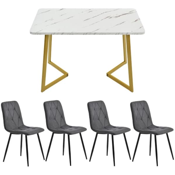 Matgrupp (bord 117 x 68 cm och 4 stolar) Mörkgrå matstolar Lin Twill köksstolar