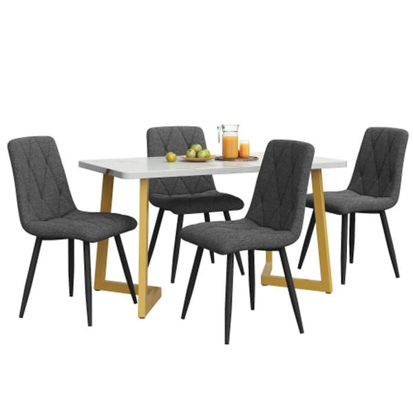 Matgrupp (bord 117 x 68 cm och 4 stolar) Mörkgrå matstolar Lin Twill köksstolar