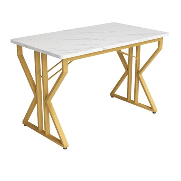 Matbord med metalben (119 x 70 cm) soffbord för kök-matplats med gyllene ben