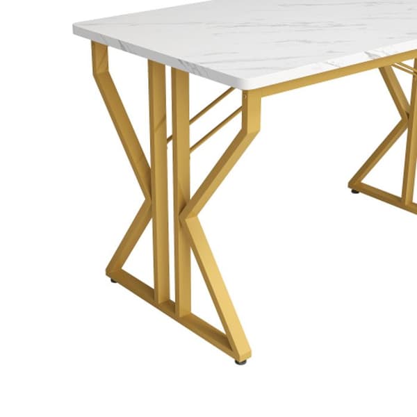 Matbord med metalben (119 x 70 cm) soffbord för kök-matplats med gyllene ben