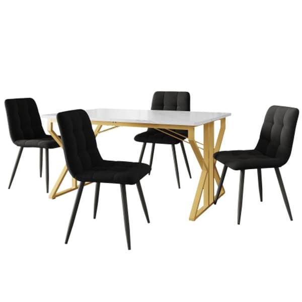 Matbord med metalben (119 x 70 cm) soffbord för kök-matplats med gyllene ben