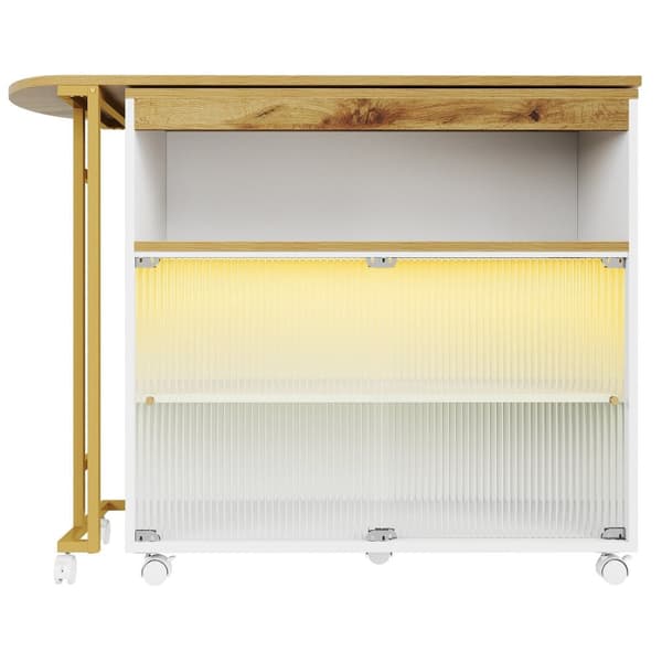 ROTZ Extendable Bar Table - Modern Bartabell - MOVERABLE BARA TABLE - Lagringsutrymme - LED -belysning - 138-204x39x105cm