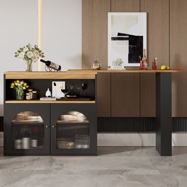 Rootz utdragbar barbord - matbord - roterande bord - LED -lätta remsor - 138-193 × 39 × 105 cm - gott om lagringsutrymme