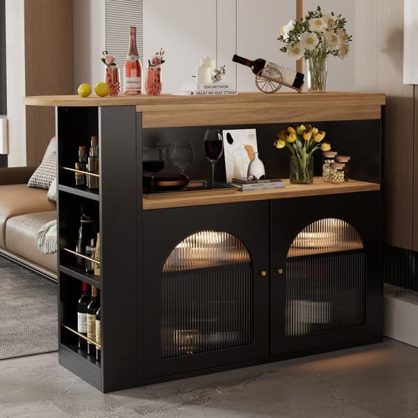 Rootz utdragbar barbord - matbord - roterande bord - LED -lätta remsor - 138-193 × 39 × 105 cm - gott om lagringsutrymme