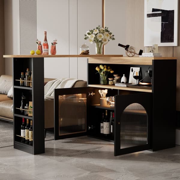 Rootz utdragbar barbord - matbord - roterande bord - LED -lätta remsor - 138-193 × 39 × 105 cm - gott om lagringsutrymme